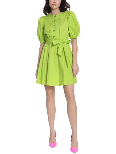 Donna Morgan Womens Poplin Mini Shirtdress In Green