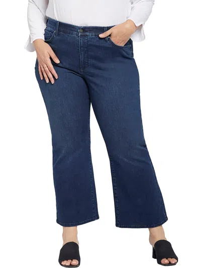 Nydj Plus Womens Relaxed Fit Dark Wash Flare Jeans In Blue