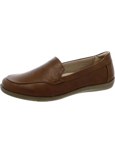 Lifestride Nina Womens Faux Leather Slip On Loafers In Brown