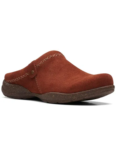 Clarks Roseville Echo Womens Suede Slip On Clogs In Brown