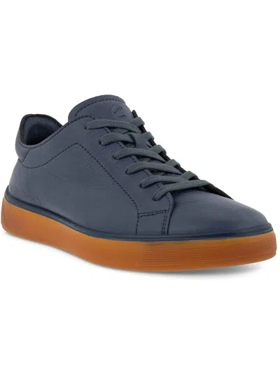 Ecco Street Tray Mens Faux Leather Lace-up Oxfords In Blue