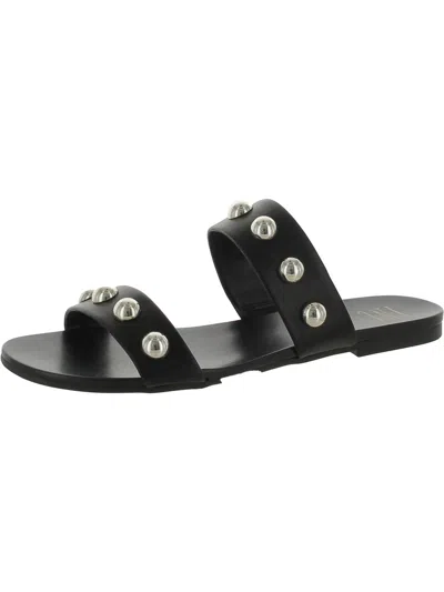 Inc Galli Womens Faux Leather Embellished Slide Sandals In Black