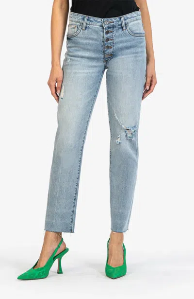 Kut From The Kloth Reese High Rise Fab Ab Straight In Fair Wash In Blue