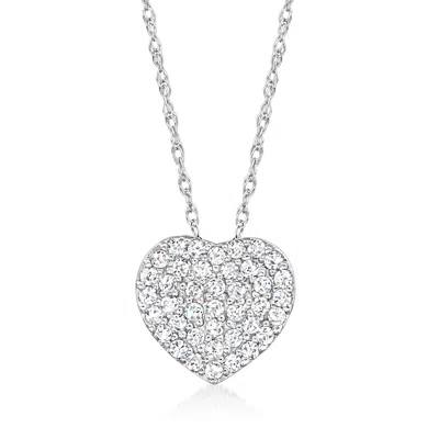 Ross-simons Pave Diamond Heart Pendant Necklace In 14kt White Gold In Silver