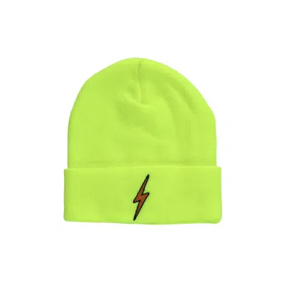 Aviator Nation Bolt Beanie In Neon Yellow In Green