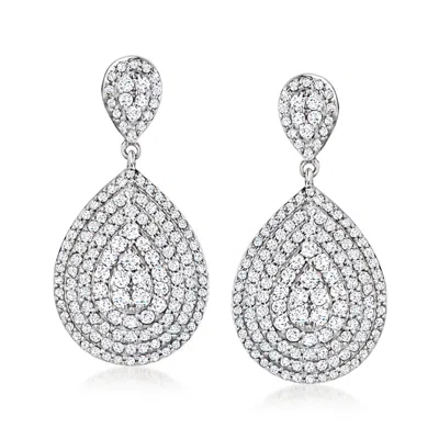 Ross-simons Diamond Teardrop Earrings In Sterling Silver