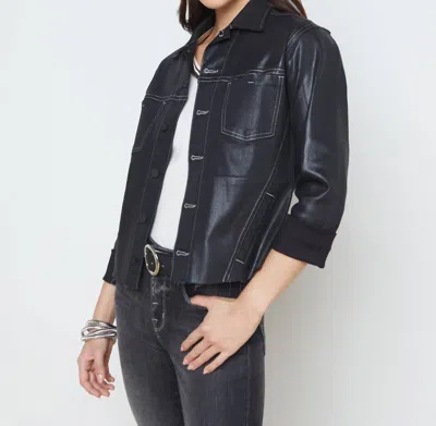 L Agence Janelle Coated Jacket In Noir/natural In Black