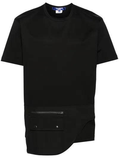 Junya Watanabe Draped-panel Cotton T-shirt In Black
