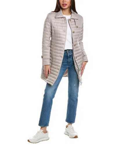 Via Spiga Quilted Trench Coat In Gray