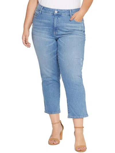 Seven7 Plus Womens High Rise Light Wash Straight Leg Jeans In Blue