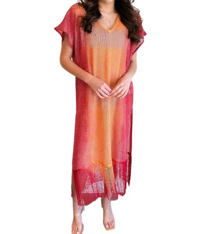 Vintage Havana Sunset Shimmer Cover Up In Rust In Red