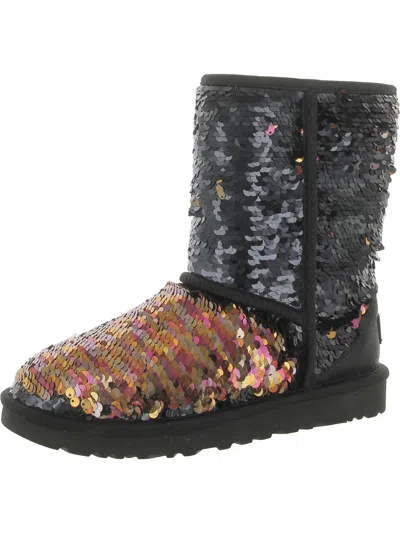 Ugg Classic Short Womens Sequined Ankle Winter Boots In Multi