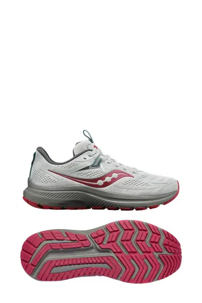 Saucony Women's Omni 21 Running Shoes - B/medium Width In Concrete/berry In Grey