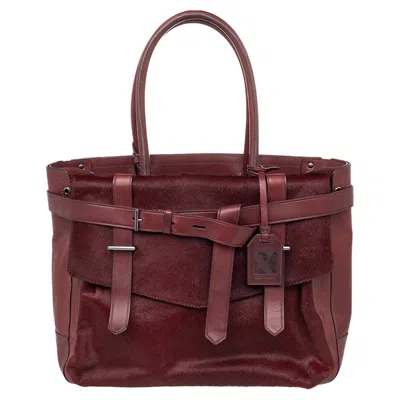 Reed Krakoff Burgundy Calf Hair And Leather Boxer Tote In Red