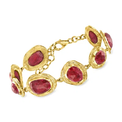 Ross-simons Ruby Bracelet In 18kt Gold Over Sterling In Red