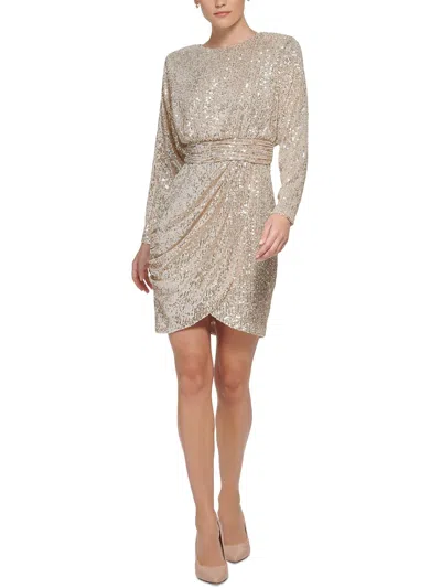 Eliza J Womens Sequined Knee-length Cocktail And Party Dress In Beige