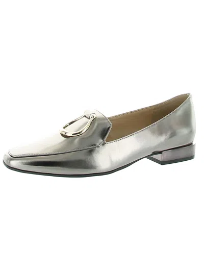 Naturalizer Corrine Womens Leather Slip On Oxfords In Silver