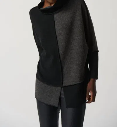 Joseph Ribkoff Color Block Thermal Tunic Sweater In Grey/black