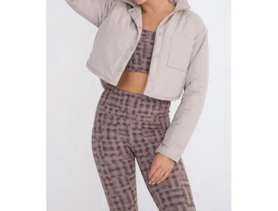 Mono B Cropped Collared Puffer In Natural In Grey