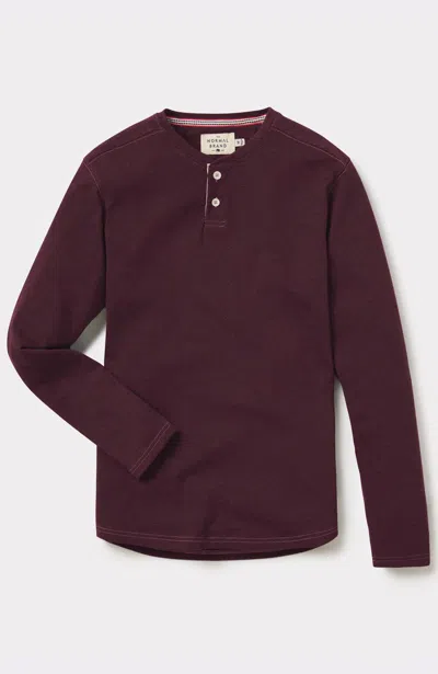 The Normal Brand Puremeso Two Button Henley T-shirt In Wine In Red