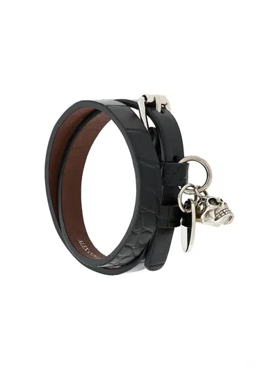 Alexander Mcqueen Double Bracelet Accessories In Black
