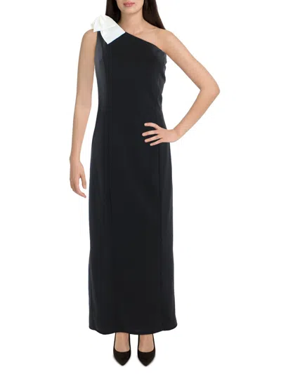 Marina Womens Crepe Long Cocktail And Party Dress In Black