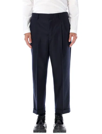 Ami Alexandre Mattiussi Navy Carrot Fit Trousers In Nautic Blue/491