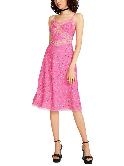 Betsey Johnson Womens Daytime Midi Slip Dress In Pink
