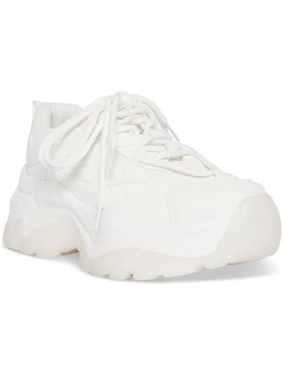 Madden Girl Venomm Womens Faux Leather Chunky Casual And Fashion Sneakers In White