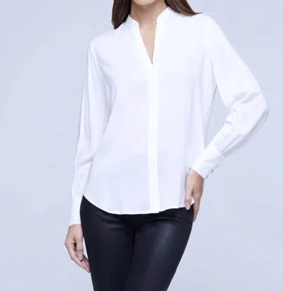 L Agence Aaron Wide Cuff Blouse In Ivory In White