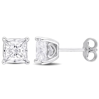 Mimi & Max 2 1/2ct Dew Square Created Moissanite Stud Earrings In Sterling Silver In Metallic
