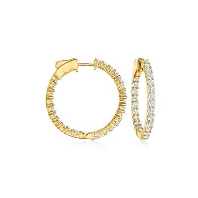 Ross-simons Diamond Inside-outside Hoop Earrings In 14kt Yellow Gold In Silver
