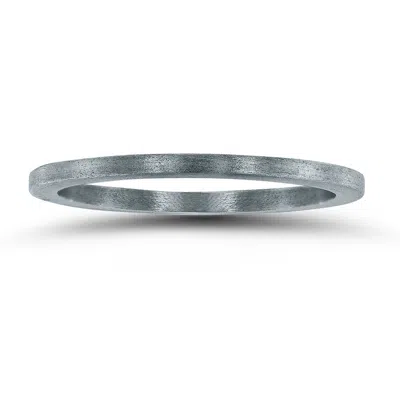 Sselects 1mm Thin Matte Finish Wedding Band In 14k White Gold In Black