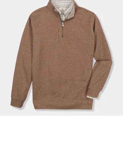 Genteal Men's Cotton/modal Quarter Zip Sweatshirt In Cigar In Brown