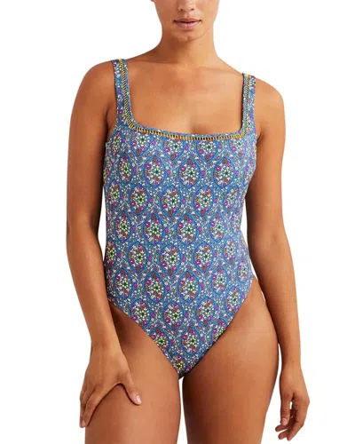 Boden Square Neck Detail Swimsuit In Blue