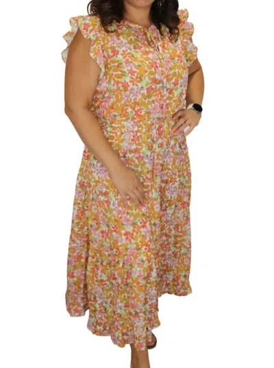 Pinch Flowers In Your Hair Dress In Multi In Yellow