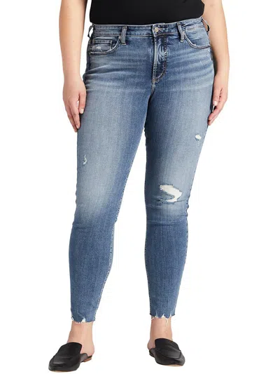 Silver Jeans Co. Most Wanted Womens Mid-rise Universal Fit Skinny Jeans In Blue