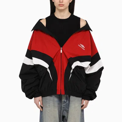 Balenciaga Off Shoulder Tracksuit 3b Sports Icon Black/red/white Jacket