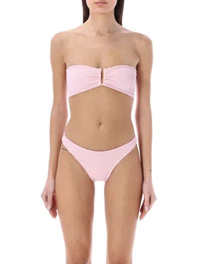 Reina Olga Ausilia Scrunch Bikini Set In Baby Pink