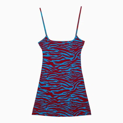 Attico The  Turquoise/red Zebra Print Cover-up In Blue