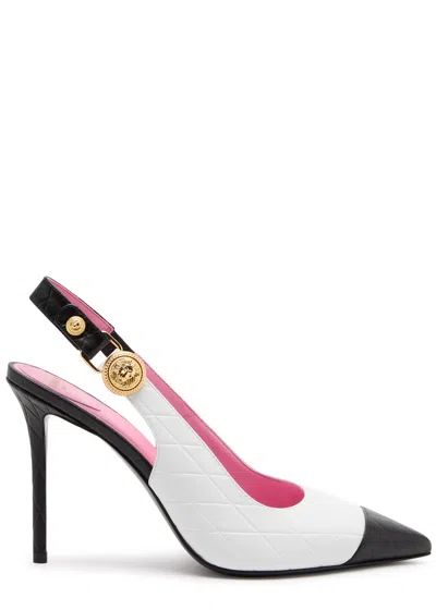 Balmain Pointed-toe Leather Pumps In White