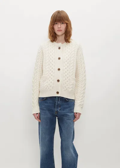 Lisa Yang Harriett Cable-knit Cashmere Cardigan In Cream