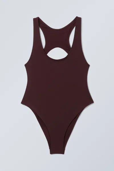 Weekday Sporty Racerback Swimsuit In Black