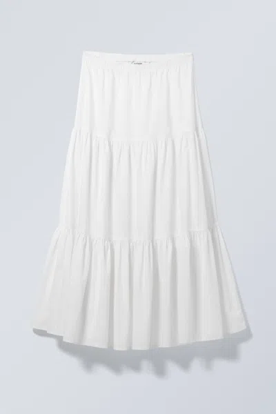 Weekday Tiered Maxi Poplin Skirt In White