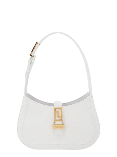 Versace White Leather Greca Goddess Shoulder Bag