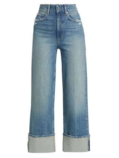 Paige Sasha High Rise Ankle Wide Cuff Jeans In Storybook Distressed In Story Book