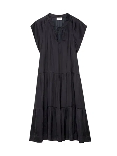 Zadig & Voltaire Rito Satin Shift Dress In Noir