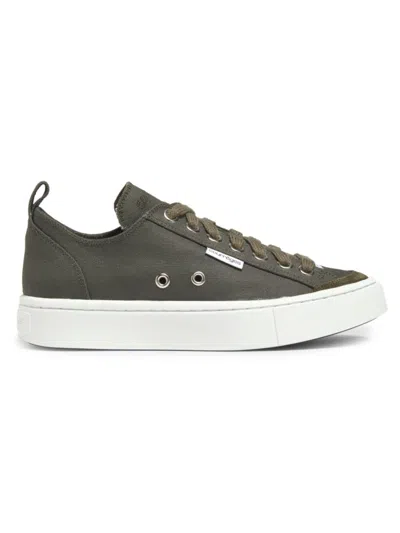 Courrèges Logo-embroidered Canvas Sneakers In Camouflage Green