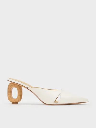 Charles & Keith Cut-out Sculptural-heel Mules In White