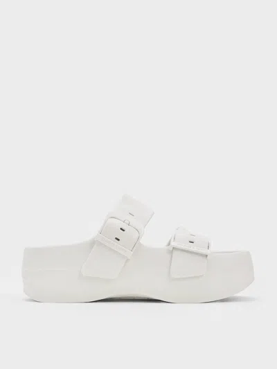 Charles & Keith Bunsy Double-strap Sports Sandals In White